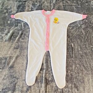VTG Baby Acme Looney Tunes Tweety One Piece Romper Sleeper Outfit 90s 00s Y2k L